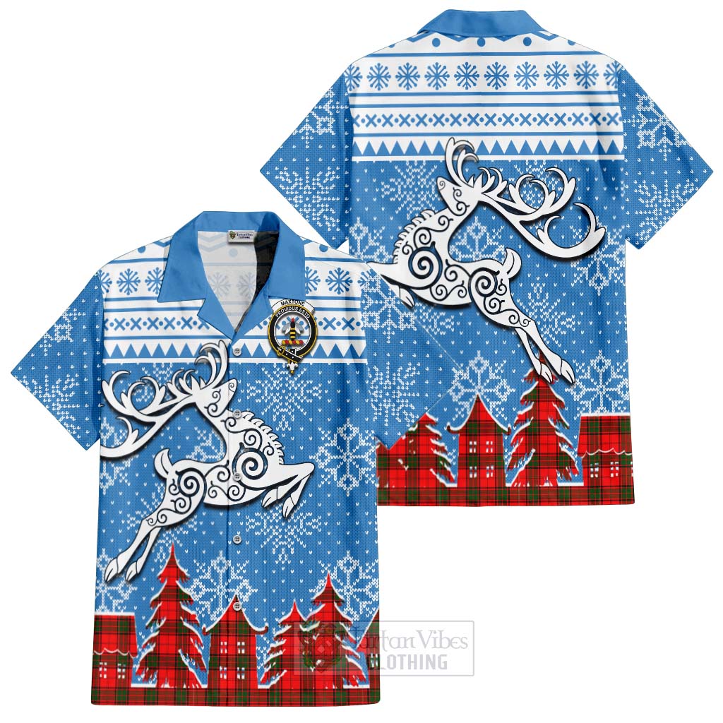 Maxtone Clan Christmas Hawaiian Shirt Celtic Reindeer Style Kid - Tartan Vibes Clothing