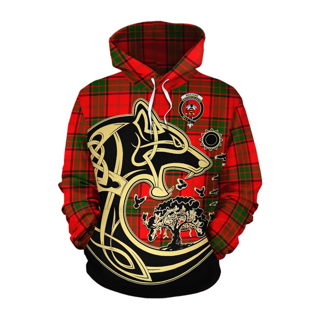 Maxtone Tartan Cotton Hoodie with Family Crest Celtic Wolf Style Pullover Hoodie XS - Tartan Vibes Clothing