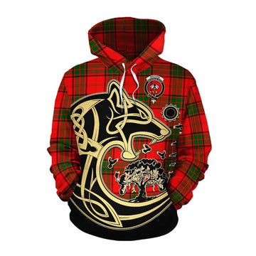 Maxtone Tartan Cotton Hoodie with Family Crest Celtic Wolf Style Pullover Hoodie XS - Tartan Vibes Clothing