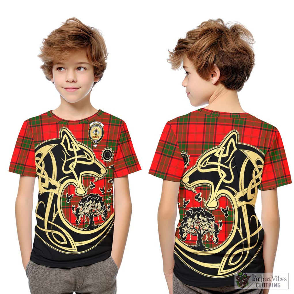 Maxtone Tartan Kid T-Shirt with Family Crest Celtic Wolf Style Youth XL Size14 - Tartan Vibes Clothing