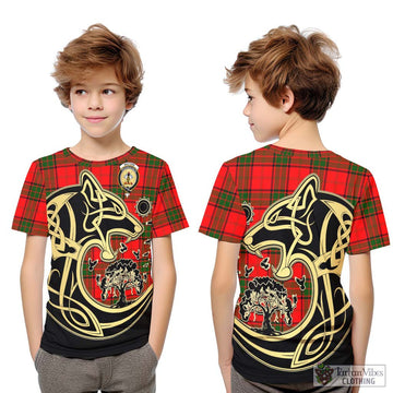 Maxtone Tartan Kid T-Shirt with Family Crest Celtic Wolf Style Youth XL Size14 - Tartan Vibes Clothing