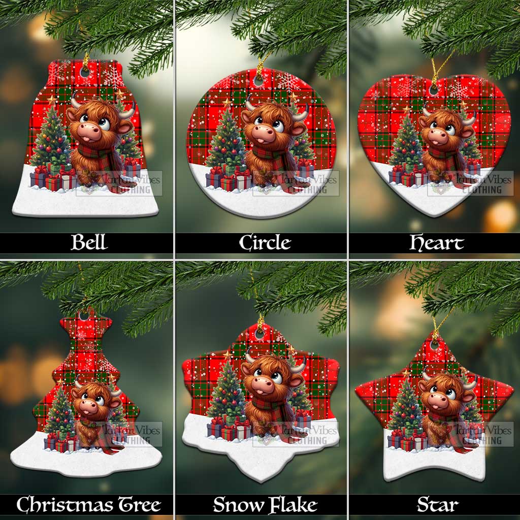 Maxtone Tartan Christmas Ceramic Ornament with Adorable Highland Coo Ceramic - Tartan Vibes Clothing