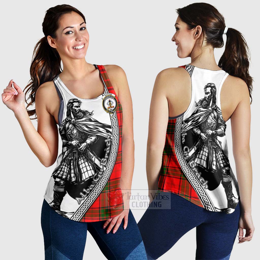 Maxtone Tartan Clan Crest Women's Racerback Tanks with Highlander Warrior Celtic Style 4XL - Tartan Vibes Clothing