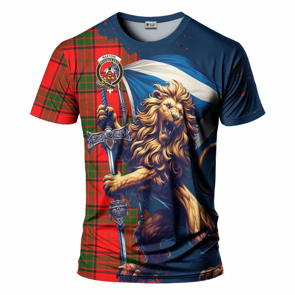 Maxtone Tartan Family Crest T-Shirt with Scottish Majestic Lion Kid's Shirt - Tartan Vibes Clothing