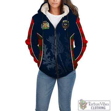 Maxtone Tartan Sherpa Hoodie with Family Crest and Scottish Thistle Vibes Sport Style