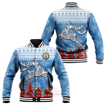 Maxtone Clan Christmas Baseball Jacket Celtic Reindeer Style Unisex - Tartan Vibes Clothing