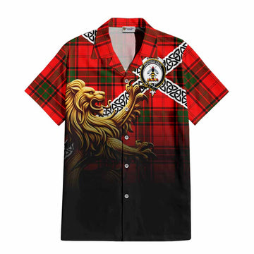 Maxtone Crest Tartan Hawaiian Shirt with Golden Lion Emblem Celtic Style Kid - Tartan Vibes Clothing