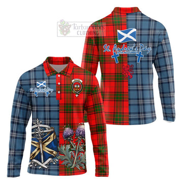 Maxtone Tartan Long Sleeve Polo Shirt Happy St. Andrew's Day Half Tartan Style Unisex - Tartan Vibes Clothing