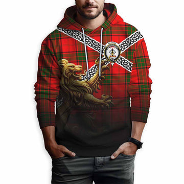 Tartan Vibes Clothing Maxtone Crest Tartan Hoodie with Golden Lion Emblem Celtic Style