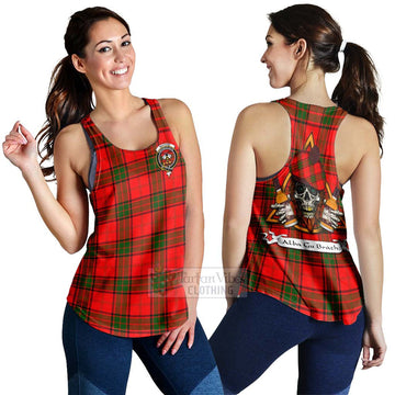 Maxtone Tartan Women's Racerback Tanks with Family Crest and Bearded Skull Holding Bottles of Whiskey 4XL - Tartan Vibes Clothing