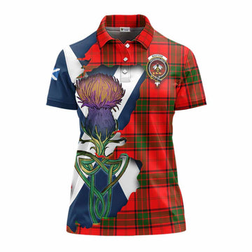 Tartan Vibes Clothing Maxtone Tartan Family Crest Women's Polo Shirt Scottish Thistle Celtic Inspired