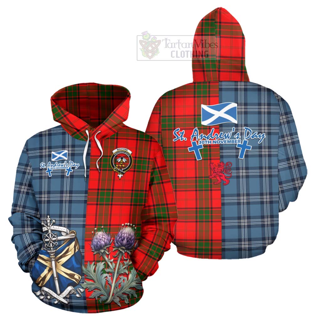 Maxtone Tartan Hoodie Happy St. Andrew's Day Half Tartan Style Zip Hoodie - Tartan Vibes Clothing