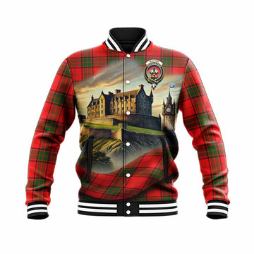Maxtone Tartan Family Crest Baseball Jacket with Scottish Ancient Castle Style Unisex - Tartan Vibes Clothing