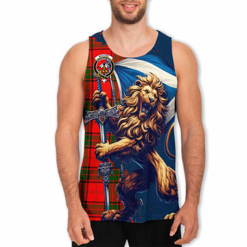 Maxtone Tartan Family Crest Men's Tank Top with Scottish Majestic Lion Men - Tartan Vibes Clothing