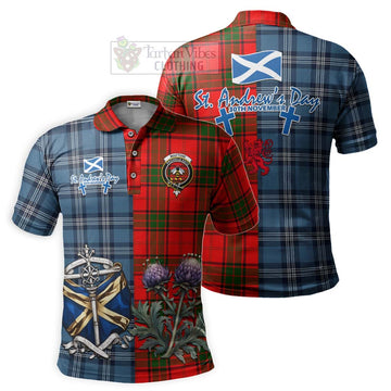 Maxtone Tartan Polo Shirt Happy St. Andrew's Day Half Tartan Style Kid - Tartan Vibes Clothing