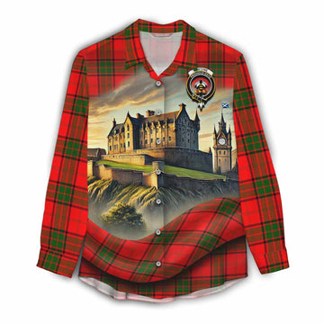 Maxtone Tartan Family Crest Women's Casual Shirt with Scottish Ancient Castle Style Female - Tartan Vibes Clothing