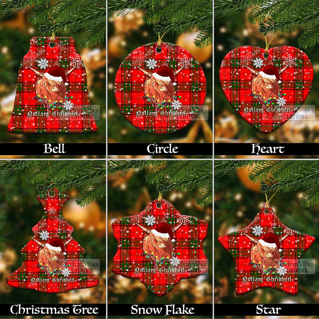 Maxtone Tartan Christmas Ceramic Ornaments with Twinkle Highland Cattle Ceramic - Tartan Vibes Clothing