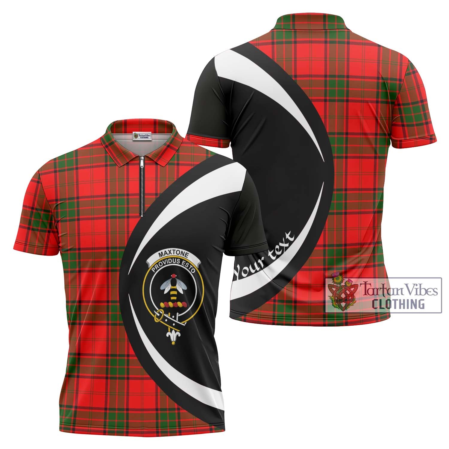 Maxtone Tartan Zipper Polo Shirt with Family Crest Circle Style Unisex - Tartan Vibes Clothing