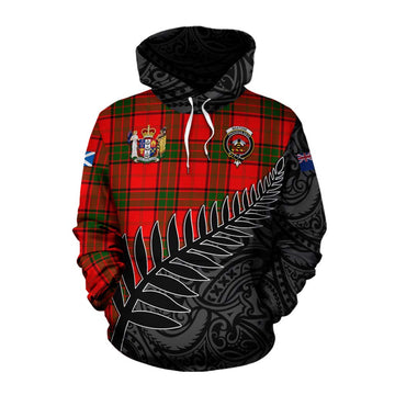 Tartan Vibes Clothing Maxtone Crest Tartan Cotton Hoodie with New Zealand Silver Fern Half Style