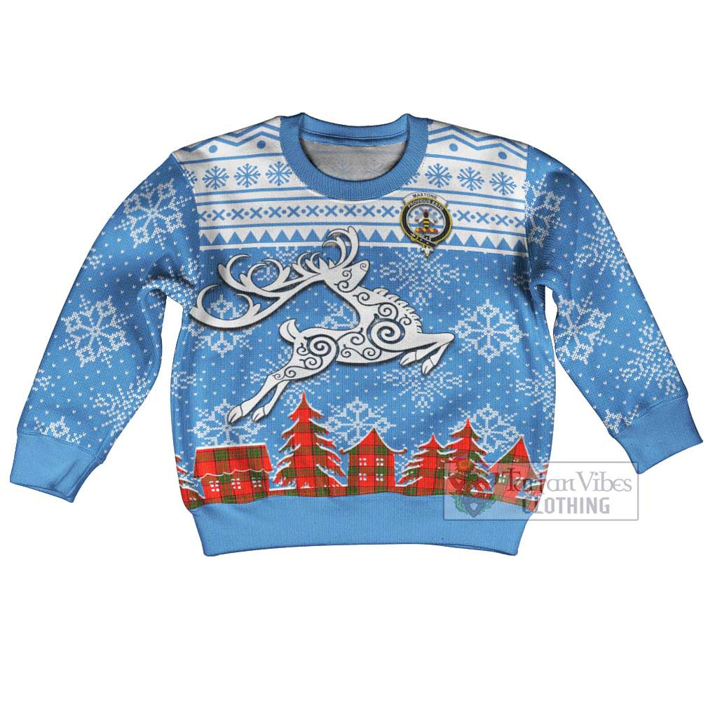 Maxtone Clan Christmas Kid Ugly Sweater with Tartan and Celtic Reindeer Style Kid - Tartan Vibes Clothing