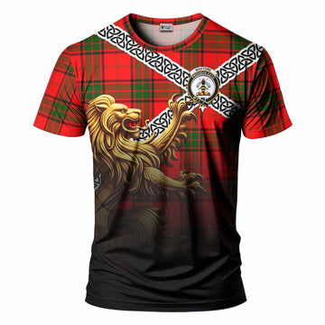 Maxtone Crest Tartan T-Shirt with Golden Lion Emblem Celtic Style Kid's Shirt - Tartan Vibes Clothing