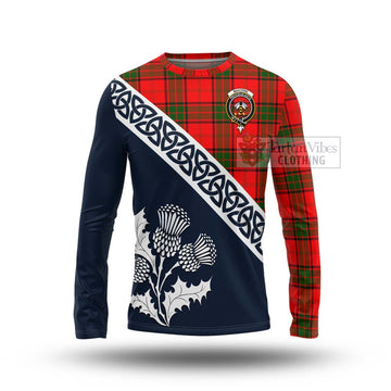 Maxtone Tartan Long Sleeve T-Shirt Featuring Thistle and Scotland Map Unisex - Tartan Vibes Clothing
