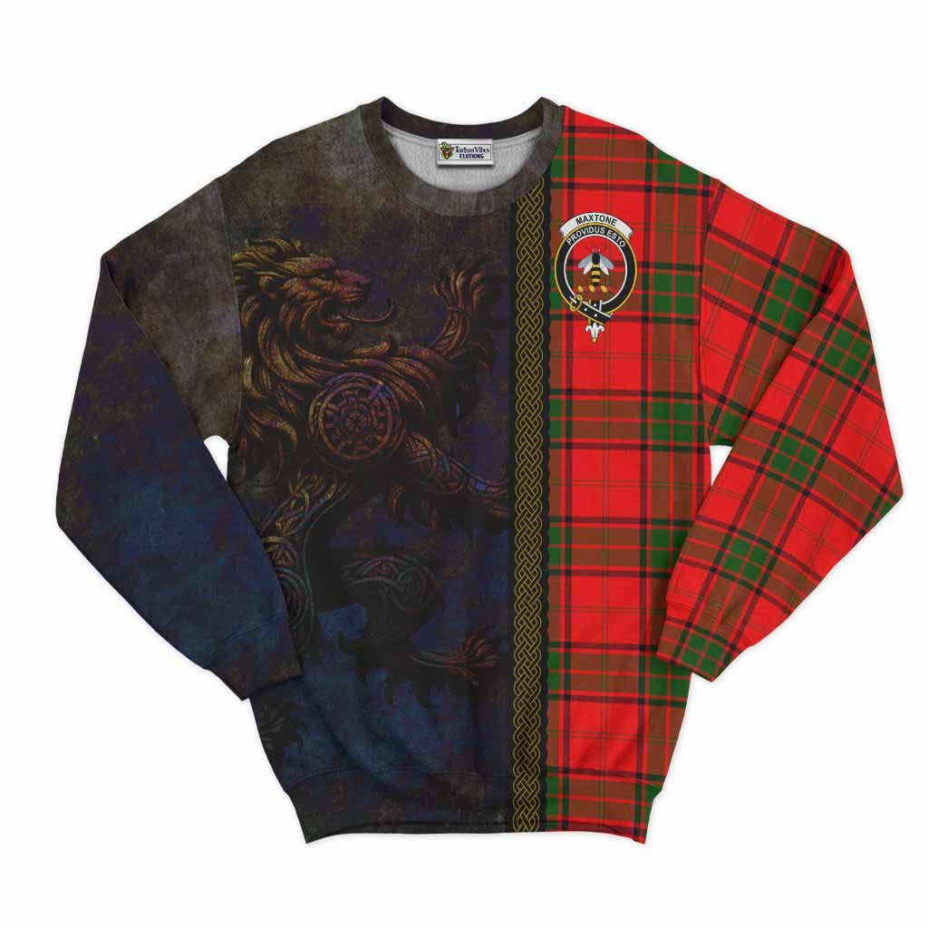 Maxtone Tartan Family Crest Sweatshirt Alba Gu Brath Be Brave Lion Ancient Style Unisex - Tartan Vibes Clothing