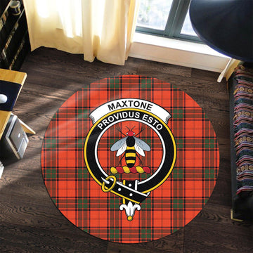 Maxtone Tartan Round Rug with Family Crest Premium Round Rug - Tartan Vibes Clothing