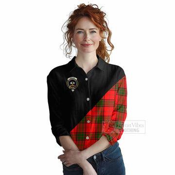 Maxtone Tartan Women's Casual Shirt with Family Crest and Military Logo Style Female - Tartan Vibes Clothing