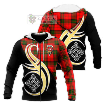 Maxtone Tartan Knitted Hoodie with Family Crest and Celtic Symbol Style Unisex Knitted Zip Hoodie - Tartan Vibes Clothing
