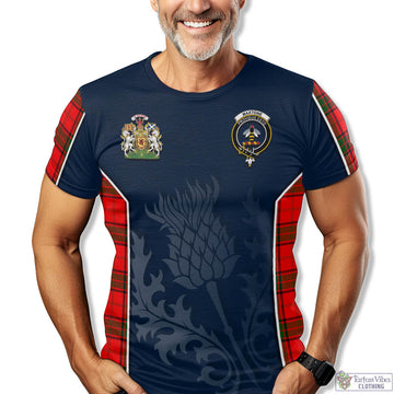 Maxtone Tartan T-Shirt with Family Crest and Scottish Thistle Vibes Sport Style