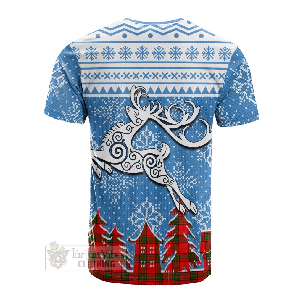 Maxtone Clan Christmas Cotton T-shirt Celtic Reindeer Style - Tartan Vibes Clothing