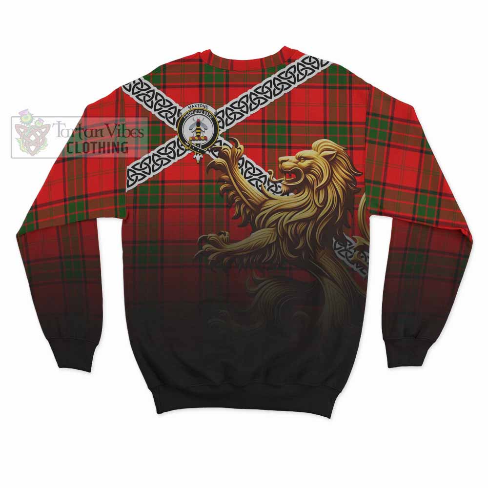Maxtone Crest Tartan Sweatshirt with Golden Lion Emblem Celtic Style - Tartan Vibes Clothing