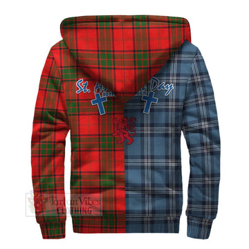 Maxtone Tartan Sherpa Hoodie Happy St. Andrew's Day Half Tartan Style - Tartan Vibes Clothing