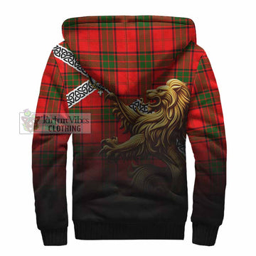 Tartan Vibes Clothing Maxtone Crest Tartan Sherpa Hoodie with Golden Lion Emblem Celtic Style