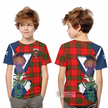 Tartan Vibes Clothing Maxtone Tartan Family Crest Kid T-Shirt Scottish Thistle Celtic Inspired