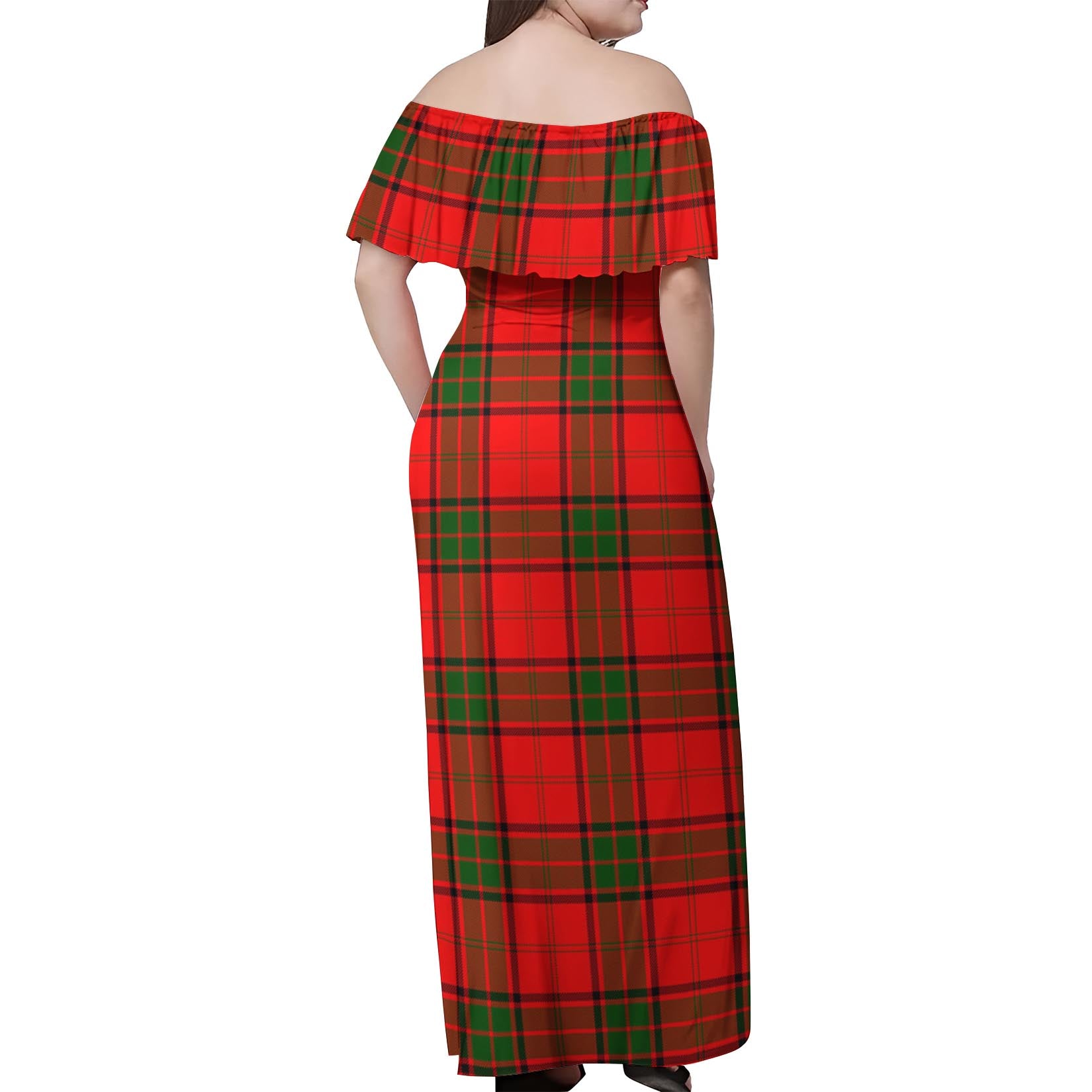 Maxtone Tartan Off Shoulder Long Dress - Tartan Vibes Clothing