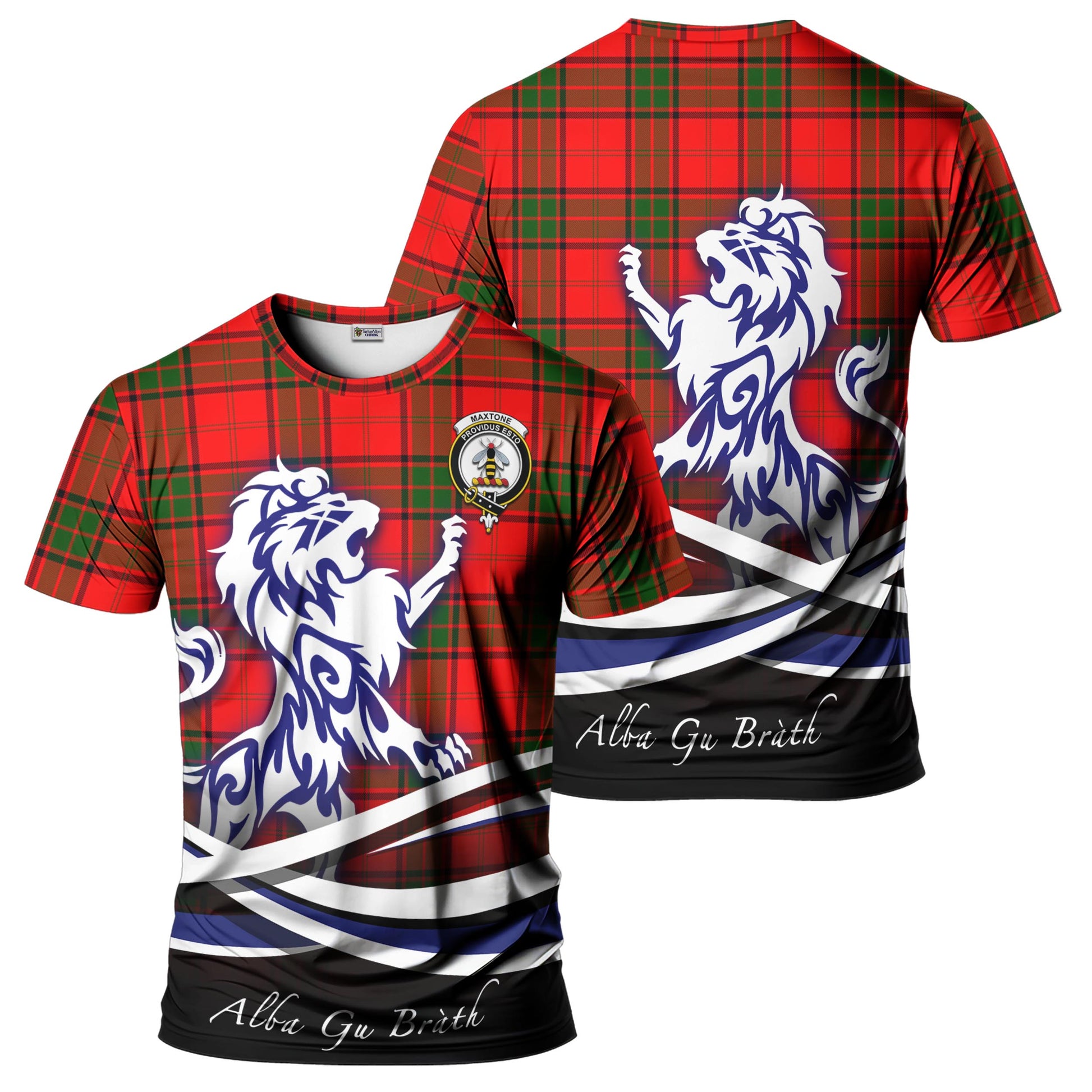 Maxtone Tartan T-Shirt with Alba Gu Brath Regal Lion Emblem - Tartan Vibes Clothing