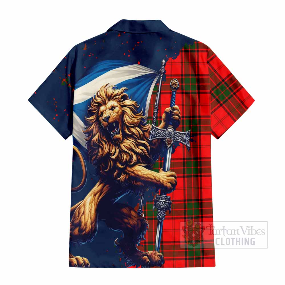 Maxtone Tartan Family Crest Hawaiian Shirt with Scottish Majestic Lion - Tartan Vibes Clothing