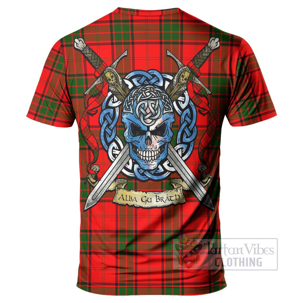 Maxtone Tartan T-Shirt with Family Crest Celtic Skull Style - Tartan Vibes Clothing