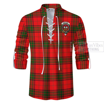 Maxtone Tartan Ghillie Kilt Shirt with Family Crest Celtic Skull Style - Tartan Vibes Clothing