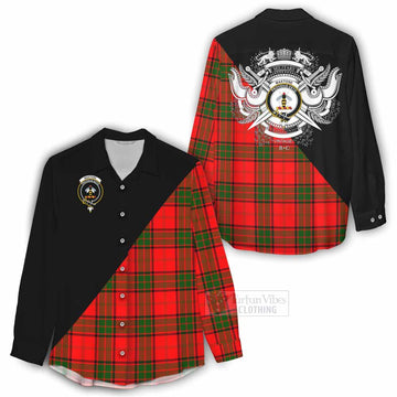 Maxtone Tartan Women's Casual Shirt with Family Crest and Military Logo Style - Tartan Vibes Clothing