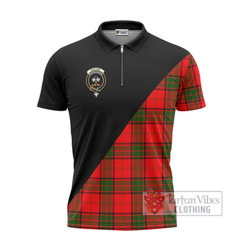 Maxtone Tartan Zipper Polo Shirt with Family Crest and Military Logo Style - Tartan Vibes Clothing