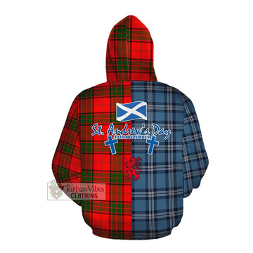 Maxtone Tartan Cotton Hoodie Happy St. Andrew's Day Half Tartan Style Pullover Hoodie - Tartan Vibes Clothing