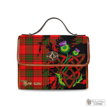 Maxtone Tartan Waterproof Canvas Bag with Scotland Map and Thistle Celtic Accents