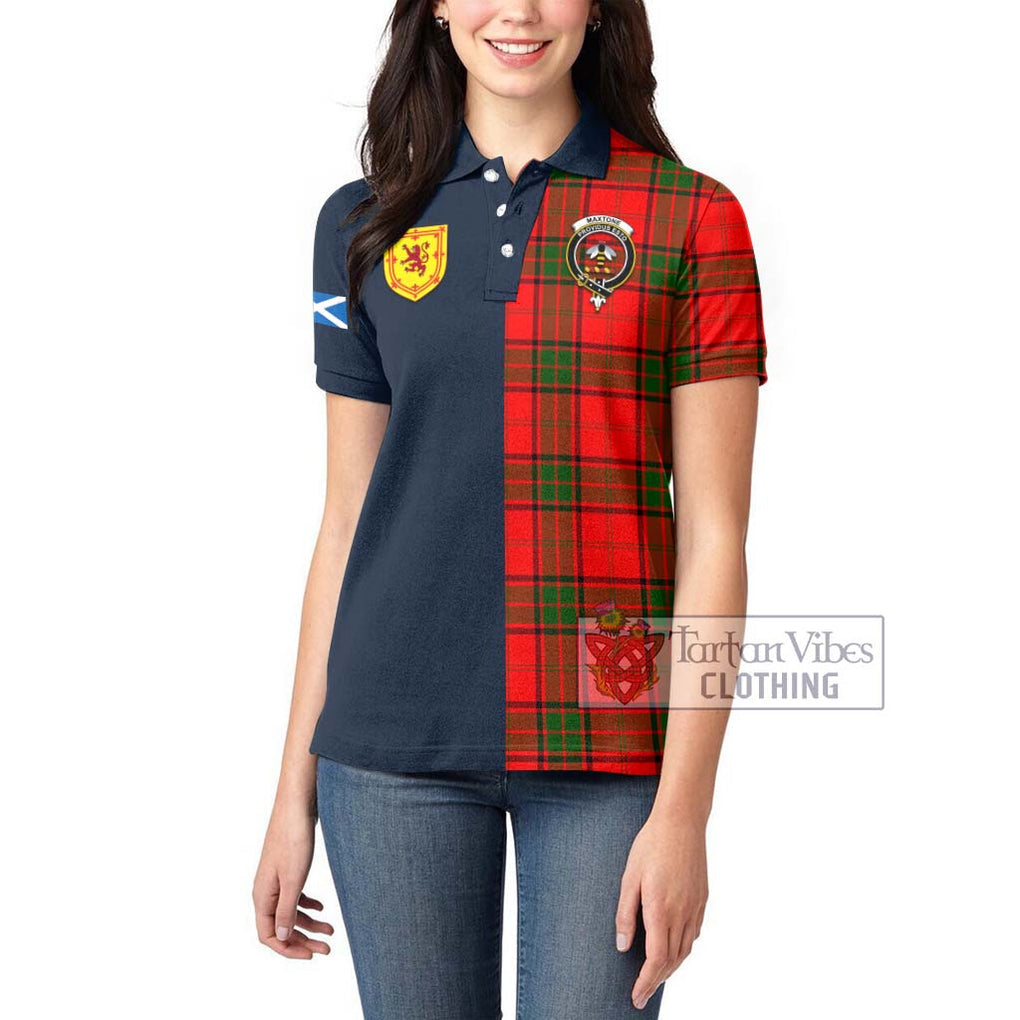 Maxtone Tartan Women's Polo Shirt Alba with Scottish Lion Royal Arm Half Style - Tartan Vibes Clothing