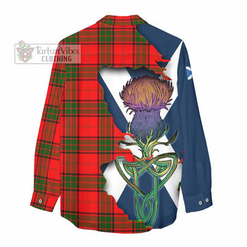 Tartan Vibes Clothing Maxtone Tartan Family Crest Women's Casual Shirt Scottish Thistle Celtic Inspired