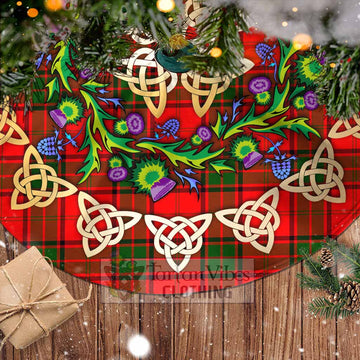 Tartan Vibes Clothing Maxtone Tartan Christmas Tree Skirt with Thistle Celtic Knot Style