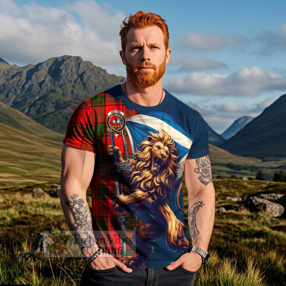 Maxtone Tartan Family Crest T-Shirt with Scottish Majestic Lion - Tartan Vibes Clothing