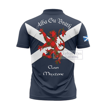 Maxtone Tartan Lion Rampant Zipper Polo Shirt Proudly Display Your Heritage with Alba Gu Brath and Clan Name - Tartan Vibes Clothing